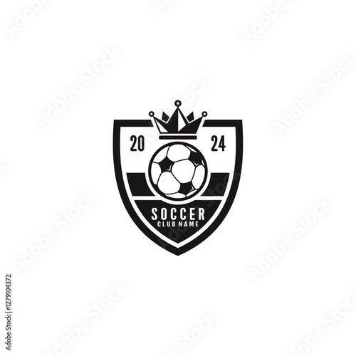 Soccer club with shield and crown logo vector