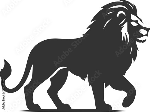 A lion walking forward confidently vector silhouette
