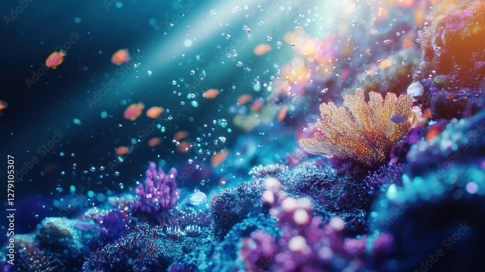Fototapeta premium Vibrant Underwater Coral Reef Scene