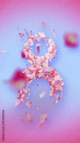3D animation video petals. 4k International Women's Day background made of flowers. Happy women's day.