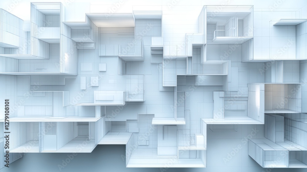 Abstract white architectural maze interior Abstract white architectural maze interior