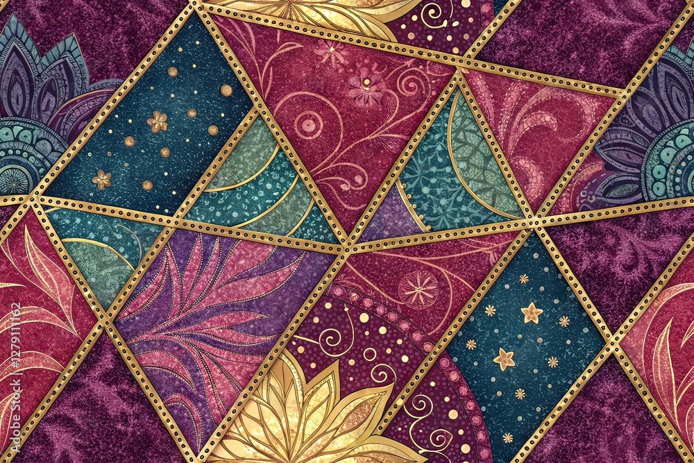 Aerial Velvet Glitter Patchwork Background Design