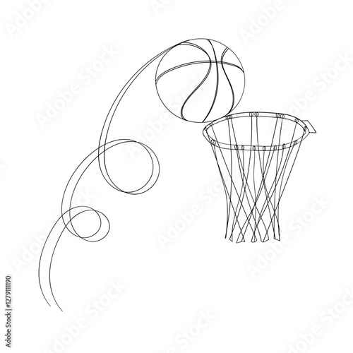 kind of sports balls continuous line doodle drawing