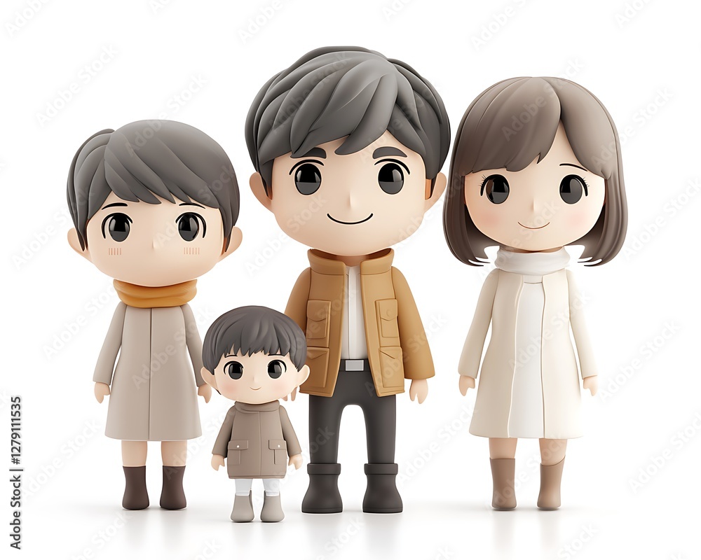 Fototapeta premium there are three figurines of a family standing together
