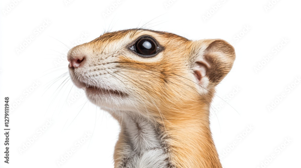 Obraz premium A small rodent gazes upward, displaying curiosity and alertness in its posture, capturing a moment of wonder in nature.