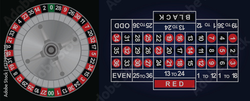 Blue roulette mat. vector illustration