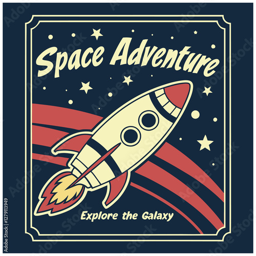 Fototapeta Naklejka Na Ścianę i Meble -  Space Adventure T Shirt Design For Galaxy Explorers