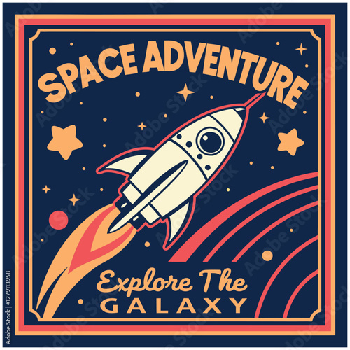 Fototapeta Naklejka Na Ścianę i Meble -  Space Adventure T Shirt Design For Galaxy Explorers