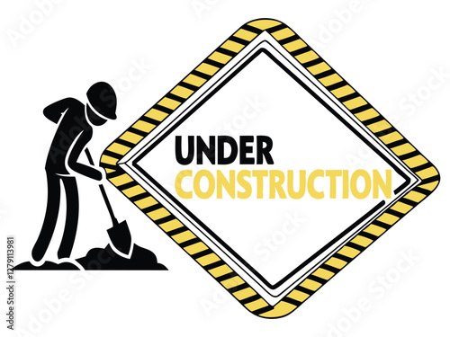 Under Construction Sign with Worker Icon
