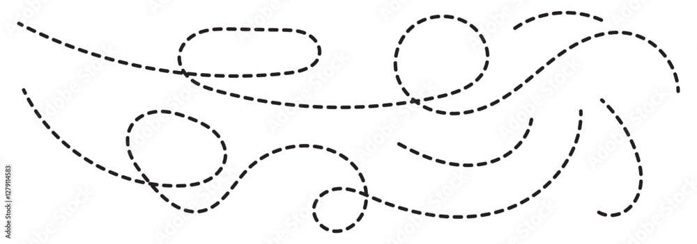 Path travel dotted line trip dashed trace destination track plan and silhouette, travelling symbol . Transport dot pathes lines traces tourism design vector