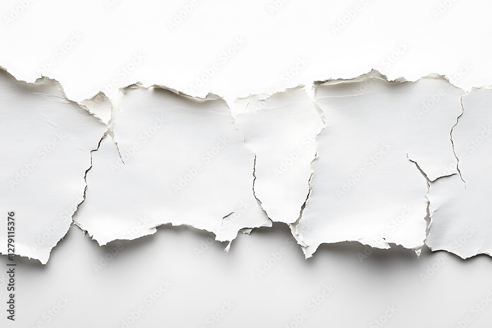 Torn paper, white background, texture Torn paper, white background, texture