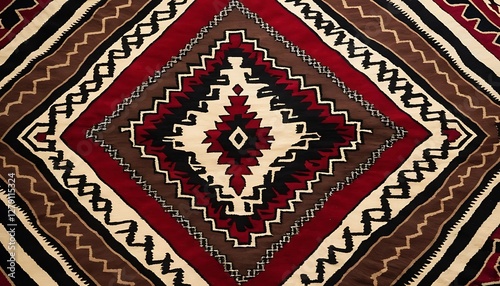 Detailed Native American Rug Pattern with Diamond Design and Earthy Tones