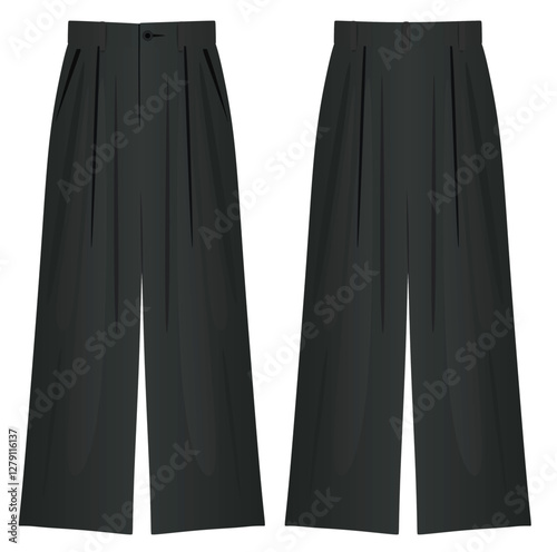 Black  wide pants. vector illustration