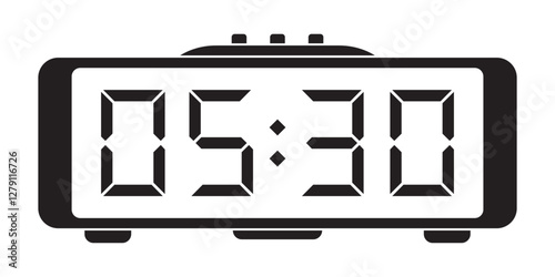 Vector flat illustration of a digital clock displaying. Electronic figures. Digital alarm clock. EPS 10. Vector illustrations
