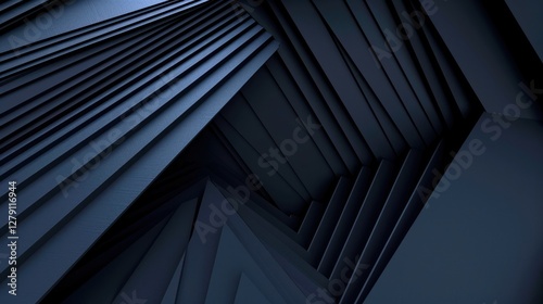 Abstract dark navy geometric architectural interior photo
