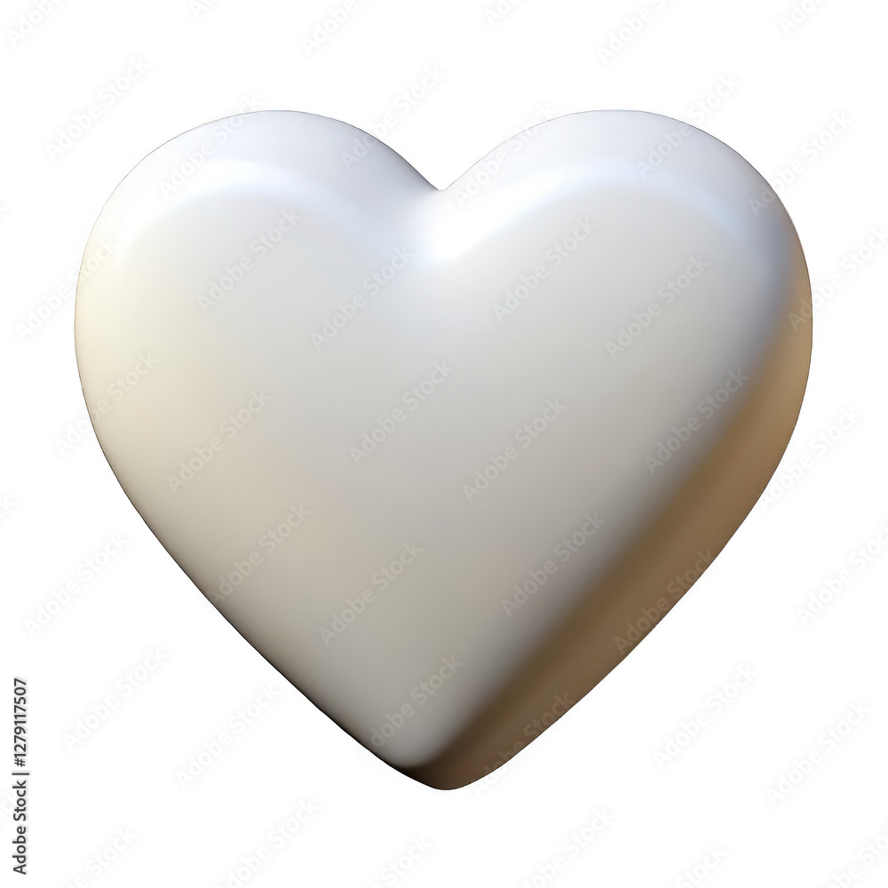 white heart 3d render, transparent background white heart 3d render, transparent background
