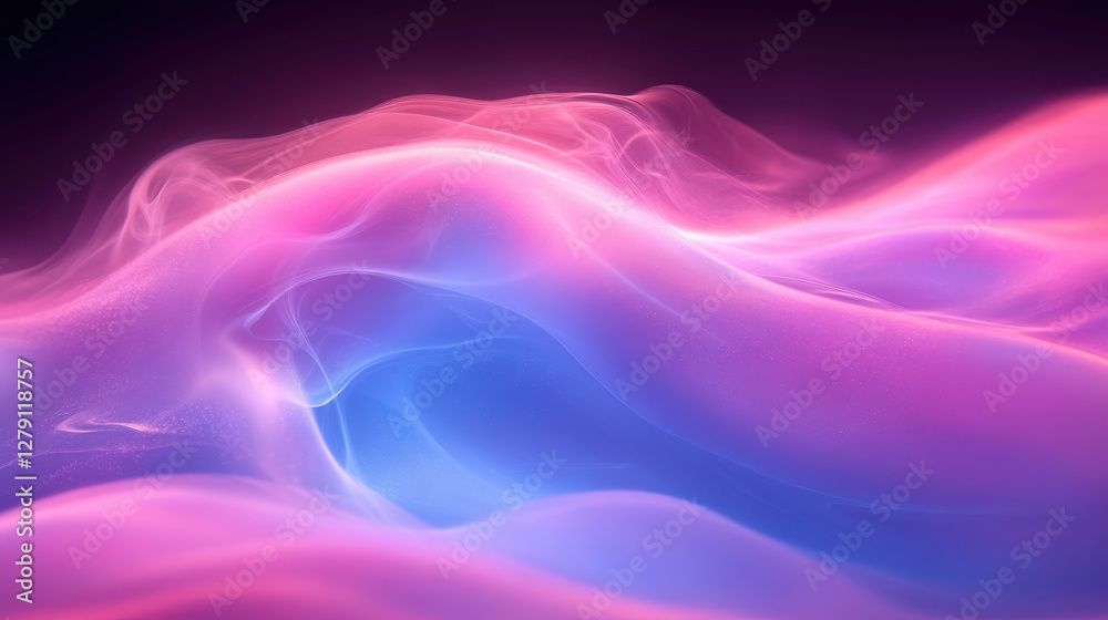 Obraz premium Ethereal waves of pink and blue light create dreamy, abstract landscape. soft, flowing forms evoke sense of tranquility and wonder