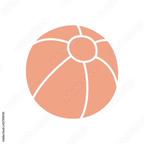 Doodle beach ball icon hand drawn in a modern minimalistic style isolated on white background. Vector illustration