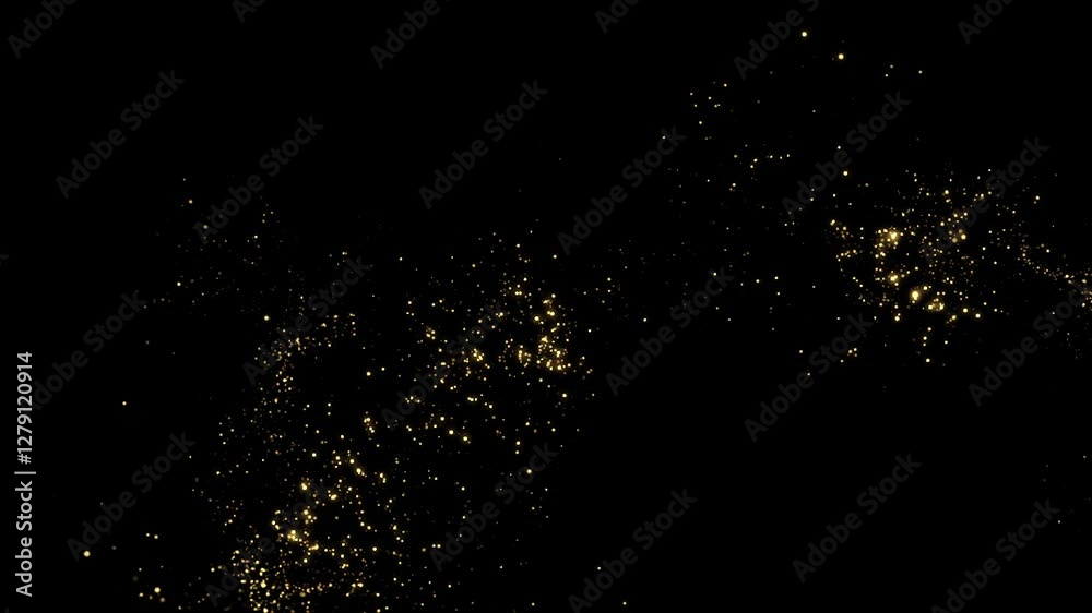 Particle gold dust flickering on black background. Abstract Footage background for text. Gold Particles Moving Background. fast energy flying wave line with flash lights. Particle from below. Particle gold dust flickering on black background. Abstract Footage background for text. Gold Particles Moving Background. fast energy flying wave line with flash lights. Particle from below.