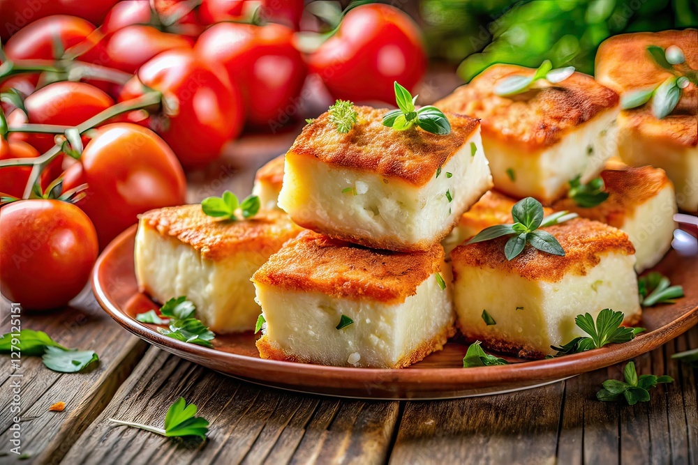 Bulgarian Fried Feta, High Depth of Field, Traditional Dish, Delicious Food Bulgarian Fried Feta, High Depth of Field, Traditional Dish, Delicious Food