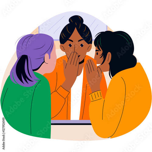 Female friend sharing secrets with earth other, flat style illustration