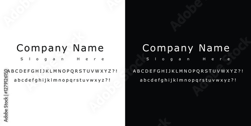 Modern Sans Serif Font Vector Template for Branding and Logo Design – Clean and Minimalist Typography for Business Name and Slogan in Black and White