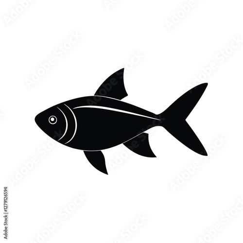 Buenos Aires Tetra Silhouette Vector Art and Black Color Buenos Aires Tetra Fish Illustration Design
