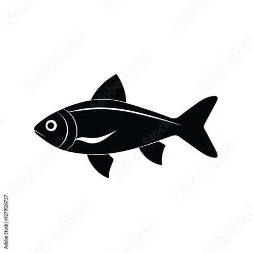 Buenos Aires Tetra Silhouette Vector Art and Black Color Buenos Aires Tetra Fish Illustration Design