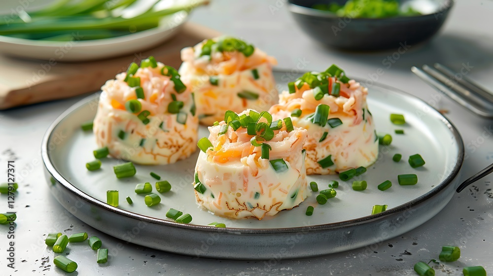Baked potatoes with cheese and vegetables on a plate Baked potatoes with cheese and vegetables on a plate