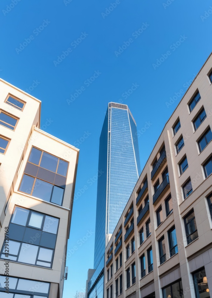Commercial buildings under blue sky horizontal composition skyscraper city building skyscraper downtown business architecture cityscape Commercial buildings under blue sky horizontal composition skyscraper city building skyscraper downtown business architecture cityscape