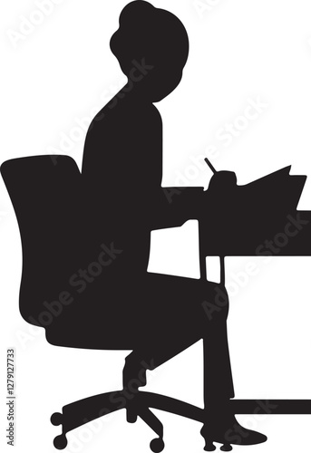 Businessman silhouette in office chair. Black and white vector illustration.