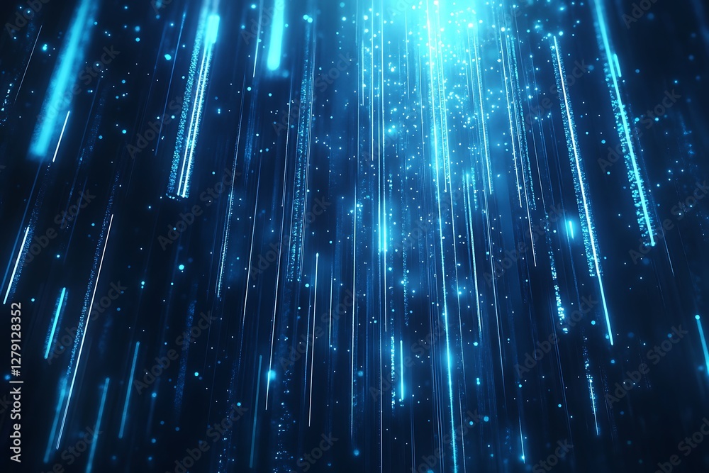 Obraz premium A high-resolution digital abstract composition featuring vertical light streams cascading against a dark backdrop.