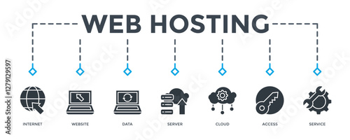 Web Hosting  Banner Web Icon Vector Illustration. Can Be Used To Create Any Design.