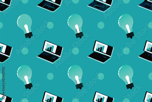 Design a vibrant, seamless pattern featuring diverse creativity icons paintbrushes, lightbulbs, gears, stars, and palettes.  Ensure a cohesive and visually appealing design.