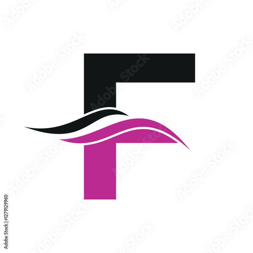 Initial water Logo combine with letter F vector template