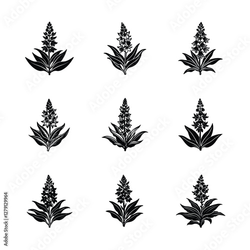 set of flower silhouettes