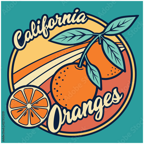 California Oranges T-Shirt - Retro Inspired Citrus Fruit Design