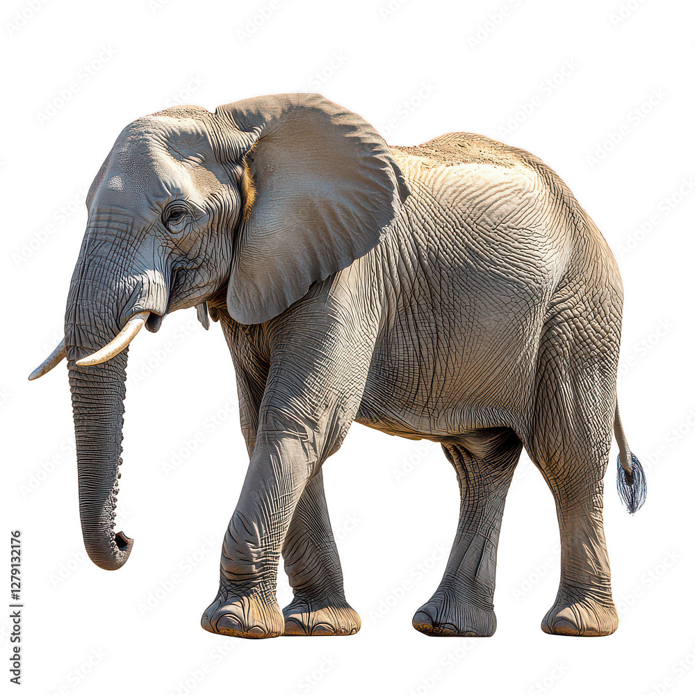 Fototapeta premium African Elephant Walking Profile isolated on transparent background