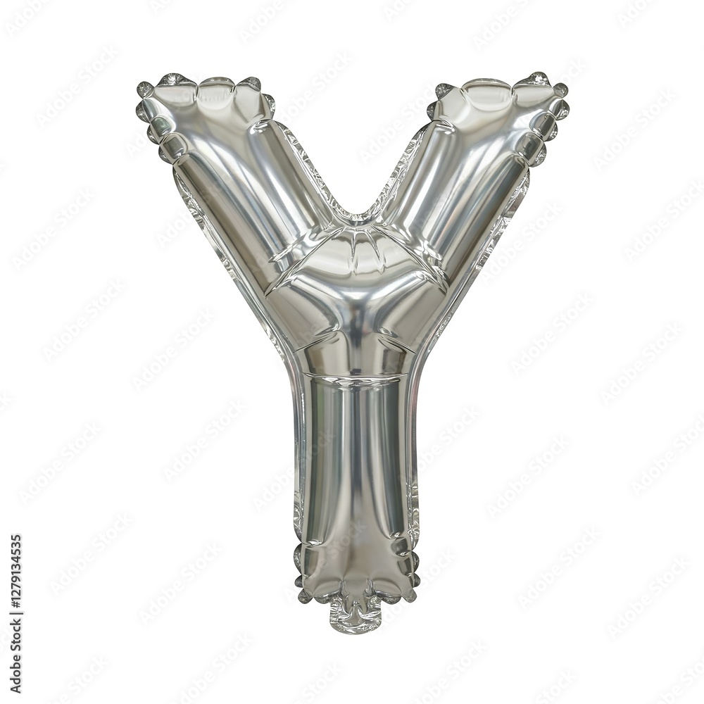Letter 'Y' Balloon with Holographic Silver Soil Texture