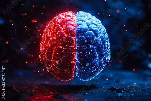 3d rendered illustration of the two hemispheres of a human brain