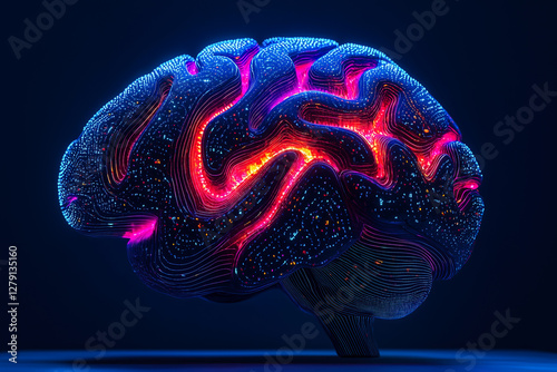 Colorful side view illustration of a human brain model