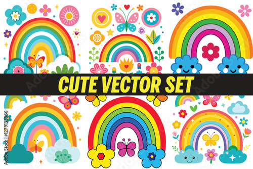 Colorful rainbow and floral vector design with a happy, uplifting vibe
