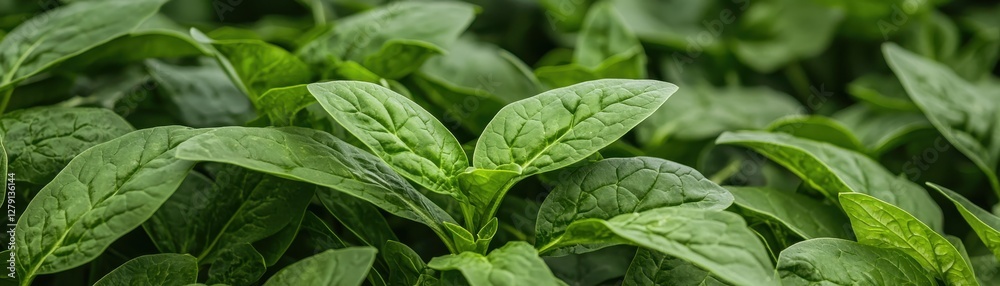 Obraz premium Fresh Spinach Leaves Close-Up in Natural Light Showcasing Green Color and Texture of Leafy Vegetables
