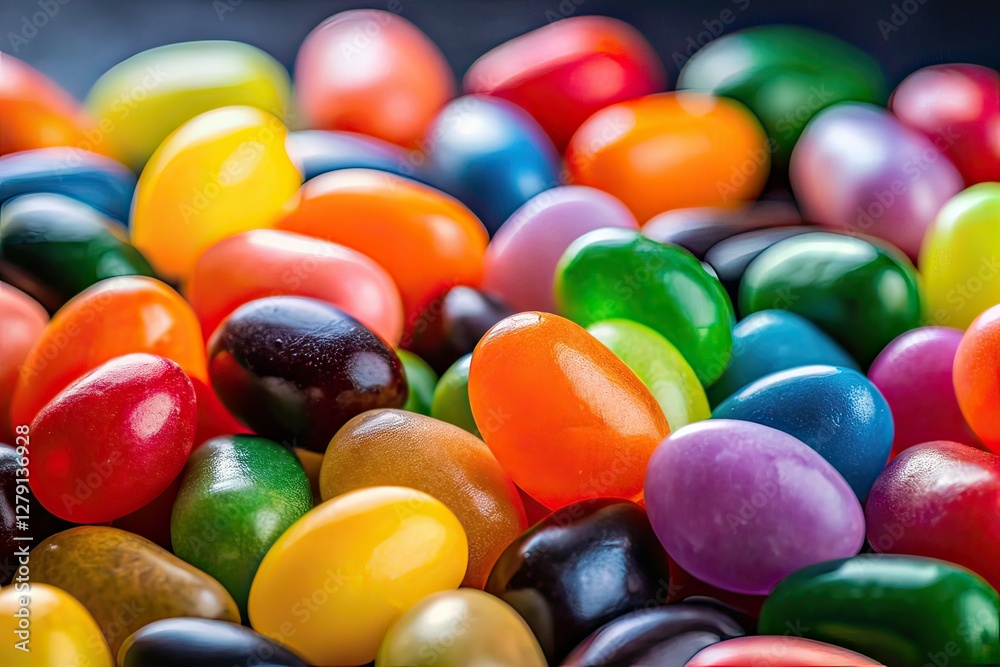 Colorful Jelly Bean Silhouette Close Up, Vibrant Sweets, Candy Photography Colorful Jelly Bean Silhouette Close Up, Vibrant Sweets, Candy Photography