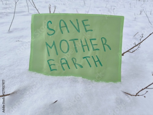 Save Earth Poster. Climate Strike. Winter background. The poster 