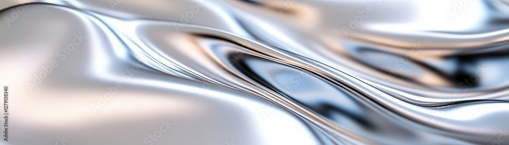 Mirrored metallic surface with soft distortions, futuristic abstract texture with a modern twist.