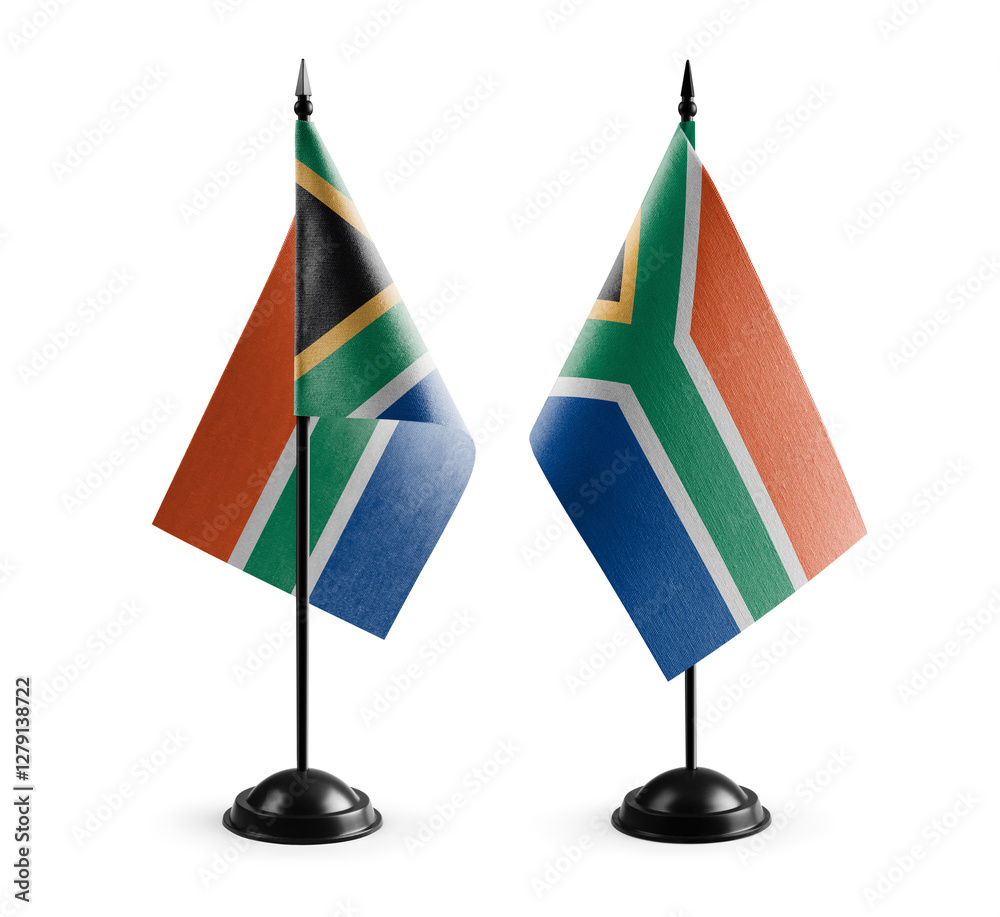Small national flags of the South Africa on a white background Small national flags of the South Africa on a white background