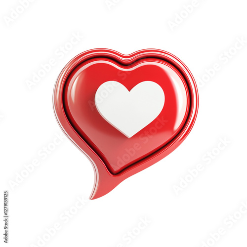 heart shaped speech bubble On White Background