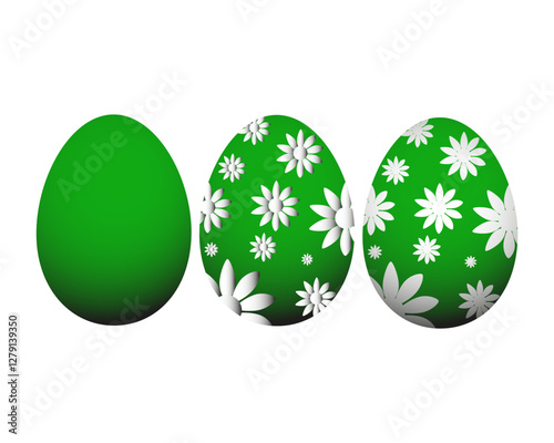 Set of three Easter eggs. Easter set of green colors