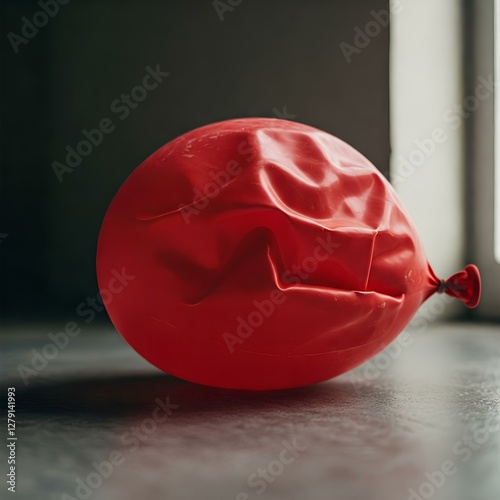 Deflated Red Balloon with Air Inside